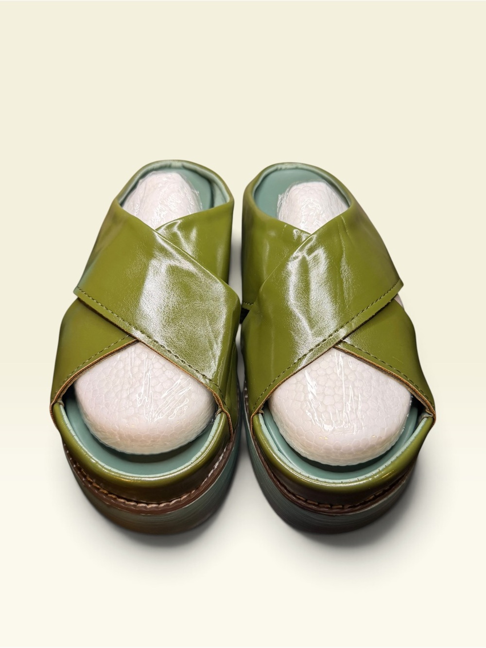 Women's Olive Green Crisscross Slide Mules - Comfortable Slip-On Clogs